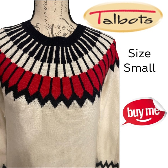 Size Small Navy, Red and Beige Talbots Sweater - Picture 2 of 5